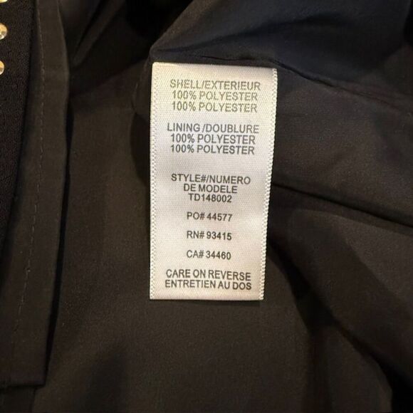 Trina Turk Blake Dress Gold Studded Black Crepe Mini Sheath Sleeveless Size 2 - Picture 9 of 15